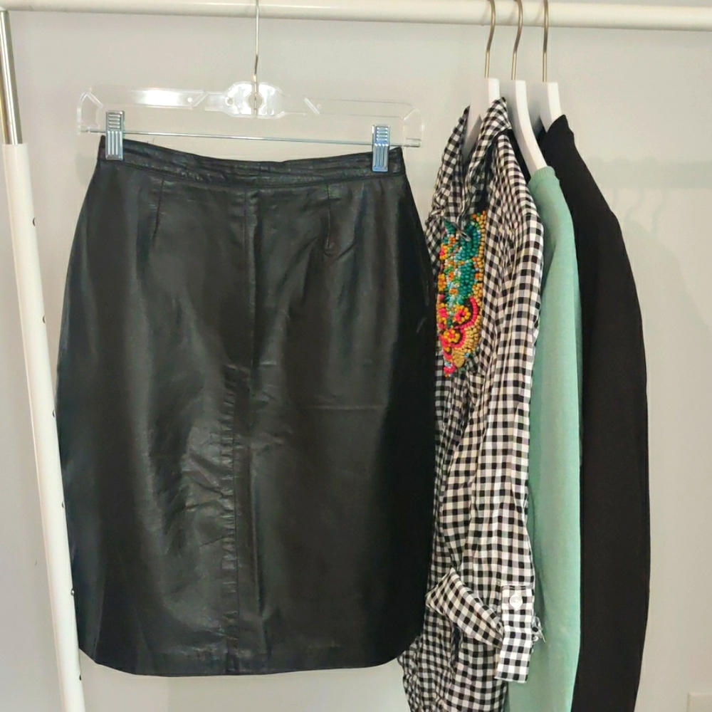 Vintage Black Leather Skirt